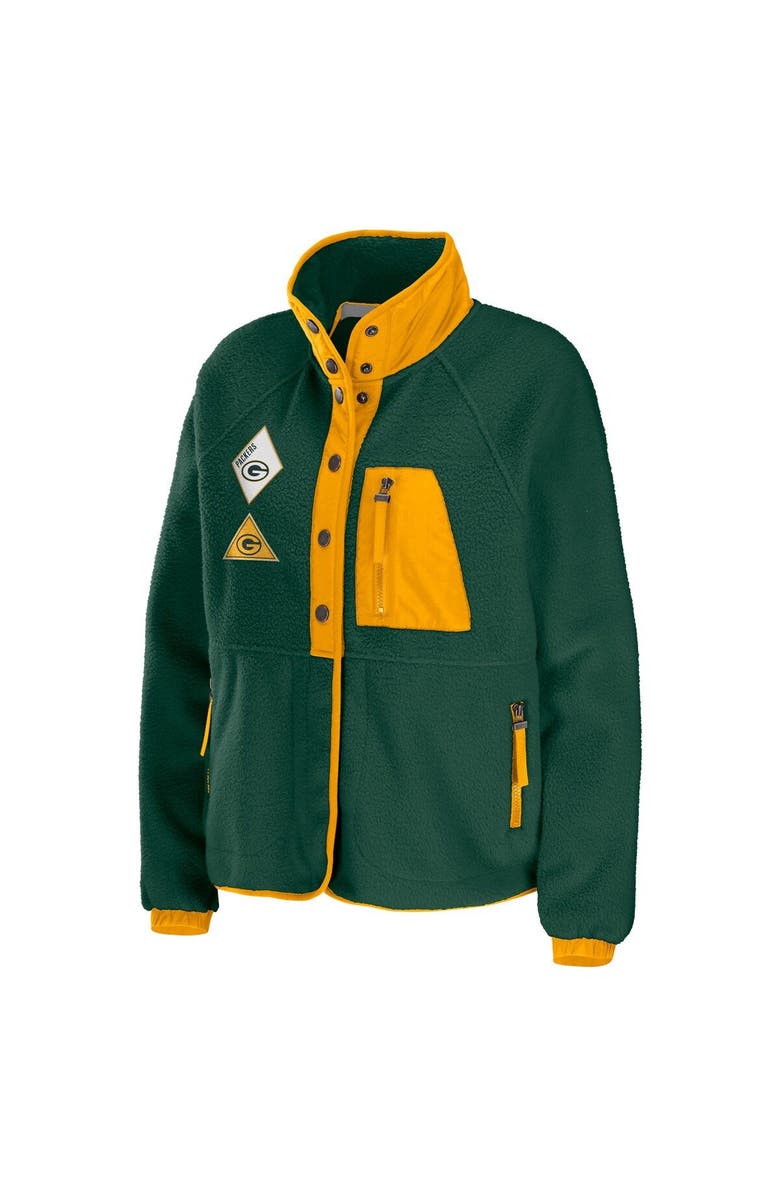 WEAR by Erin Andrews Women's WEAR by Erin Andrews Green Green Bay Packers Polar Fleece Raglan Full-Snap Jacket, Alternate, color, Green