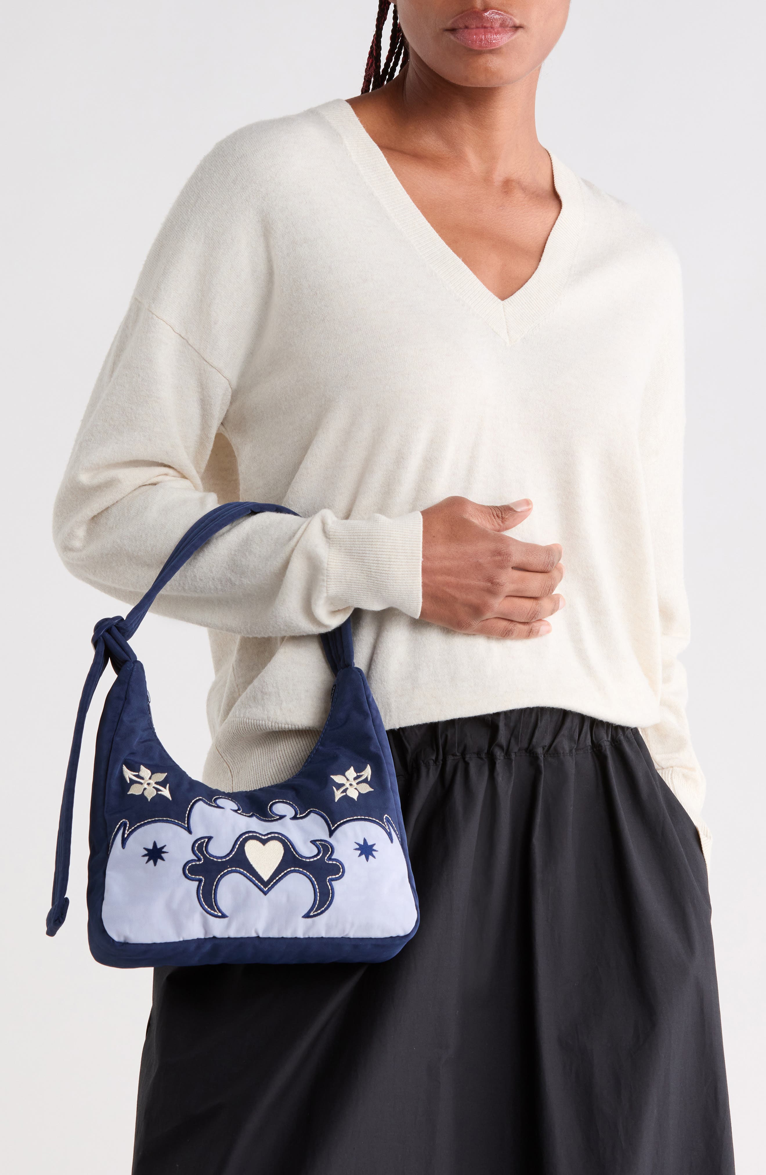 Mini Nylon Shoulder Bag, Alternate, color, WESTERN APPLIQU
