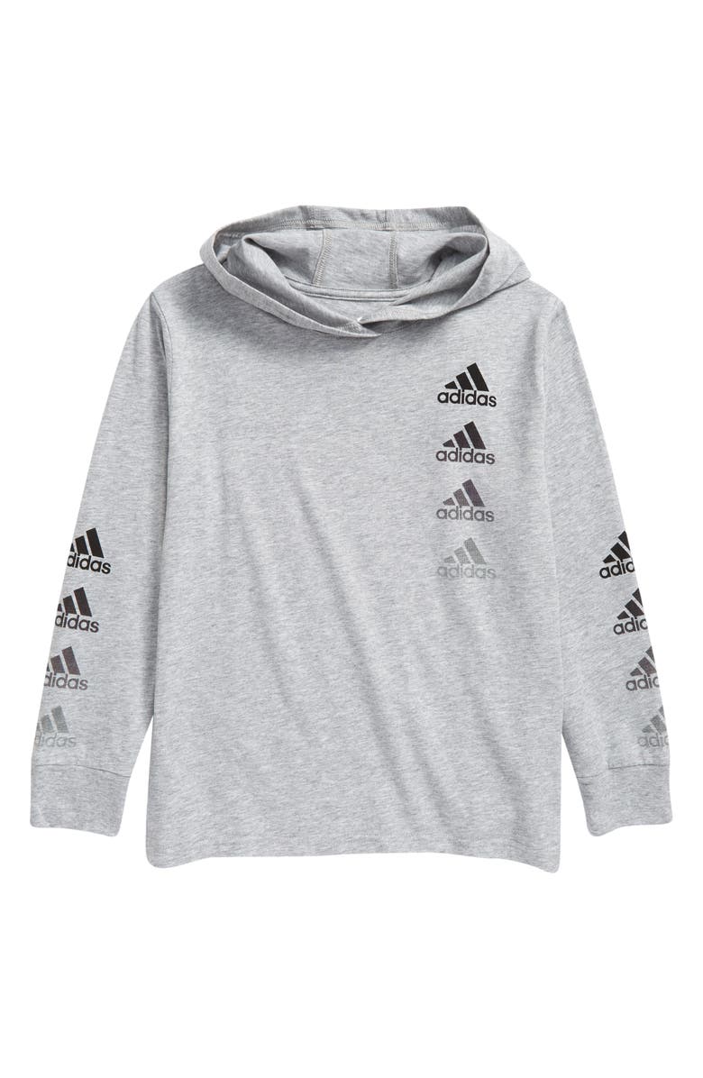 adidas Kids' Badge of Sport Repeat Graphic Hooded Pullover, Main, color, 