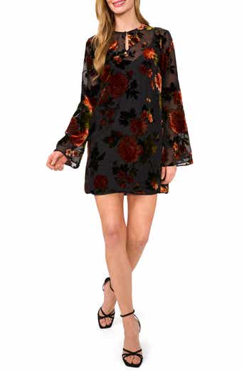 Ted Baker Floral Velvet Burnout Long Sleeve Minidress
