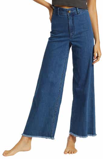 Billabong Free Fall Fray Hem Stretch Wide Leg Jeans