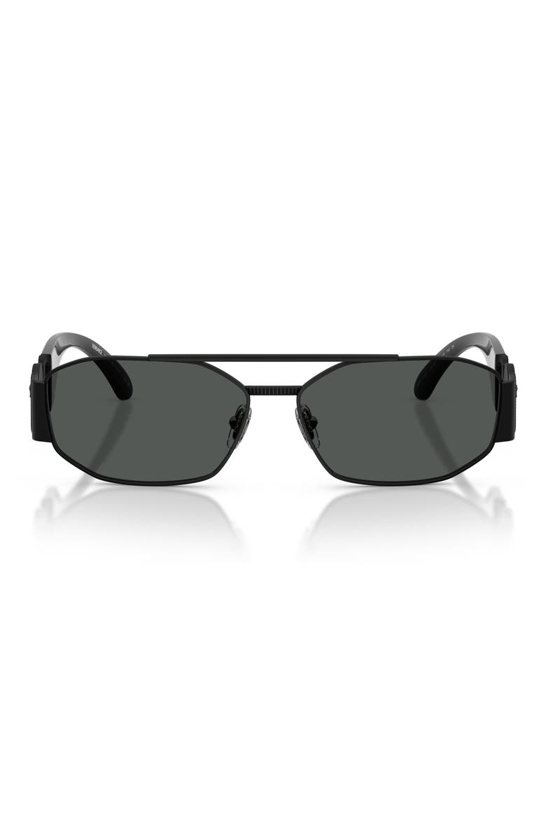58mm Irregular Sunglasses, Main, color, MATTE BLACK / DARK GREY