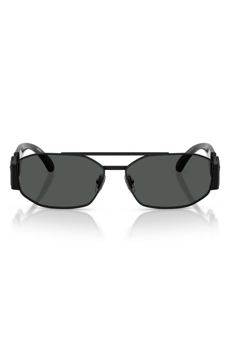 Versace 58mm Irregular Sunglasses, Main, color, Matte Black / Dark Grey