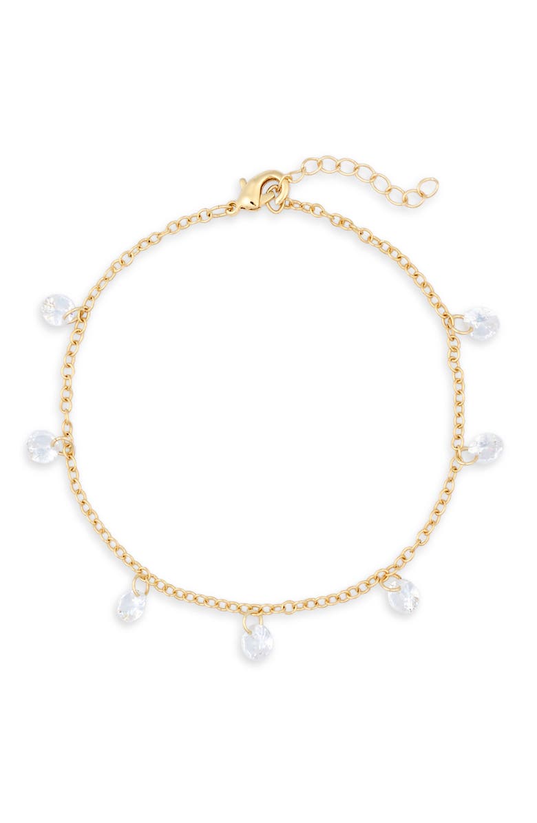 NORDSTROM RACK Cubic Zirconia Charm Bracelet, Main, color, Clear- Gold