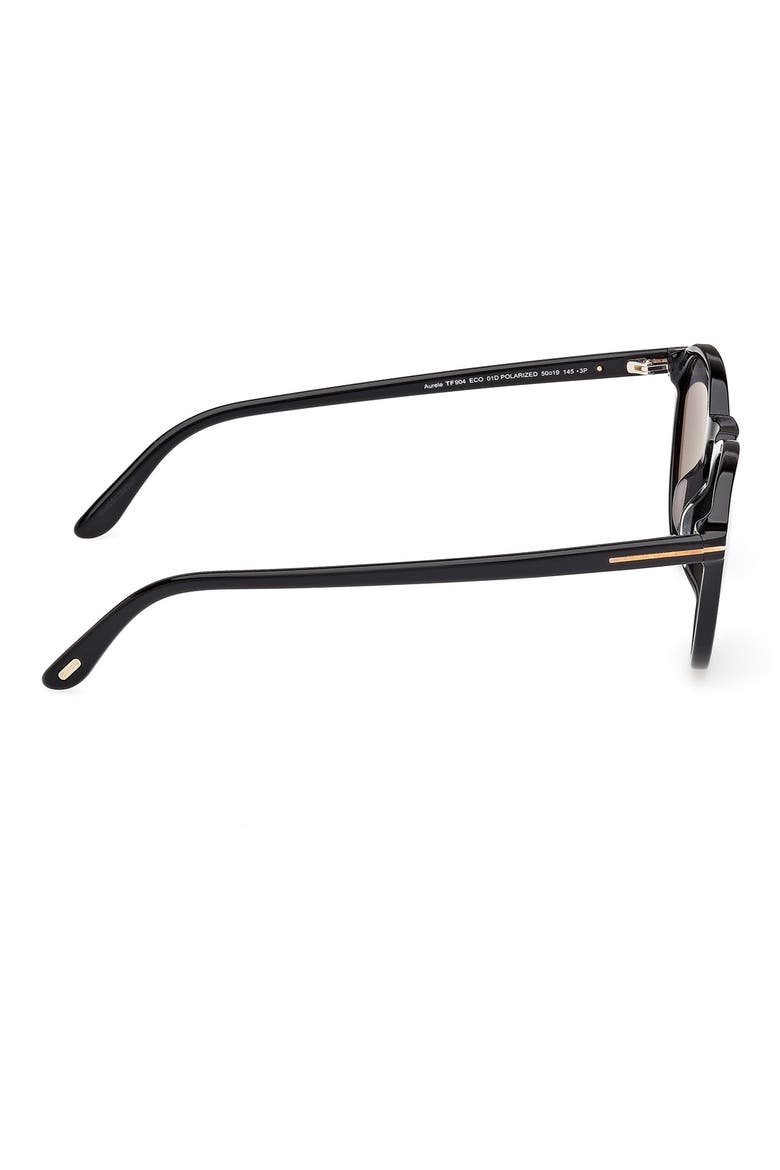 52mm Polarized Round Sunglasses, Alternate, color, SHINY BLACK / SMOKE POLARIZED