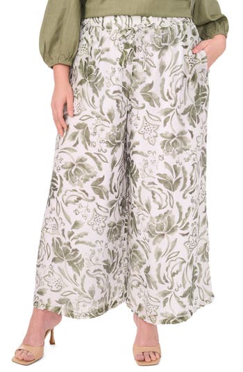 VINCE CAMUTO VINCE CAMUTO FLORAL PRINT DRAWSTRING PANTS 