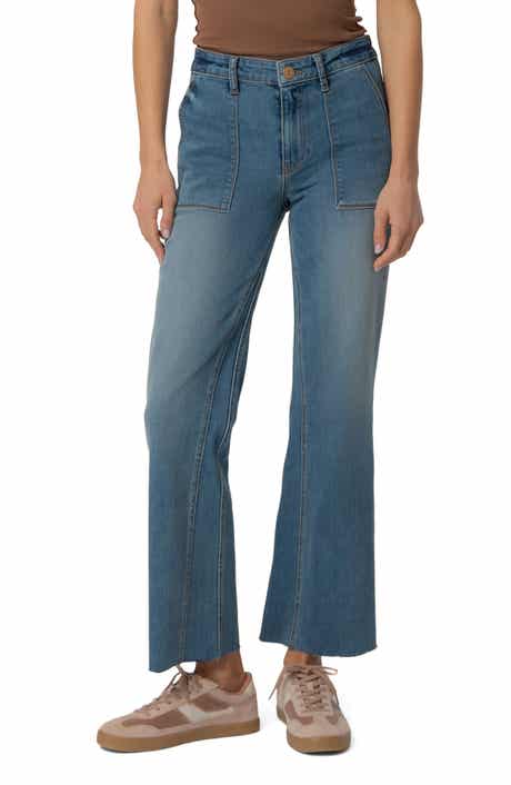 Kelsey High Waist Raw Hem Kick Flare Jeans