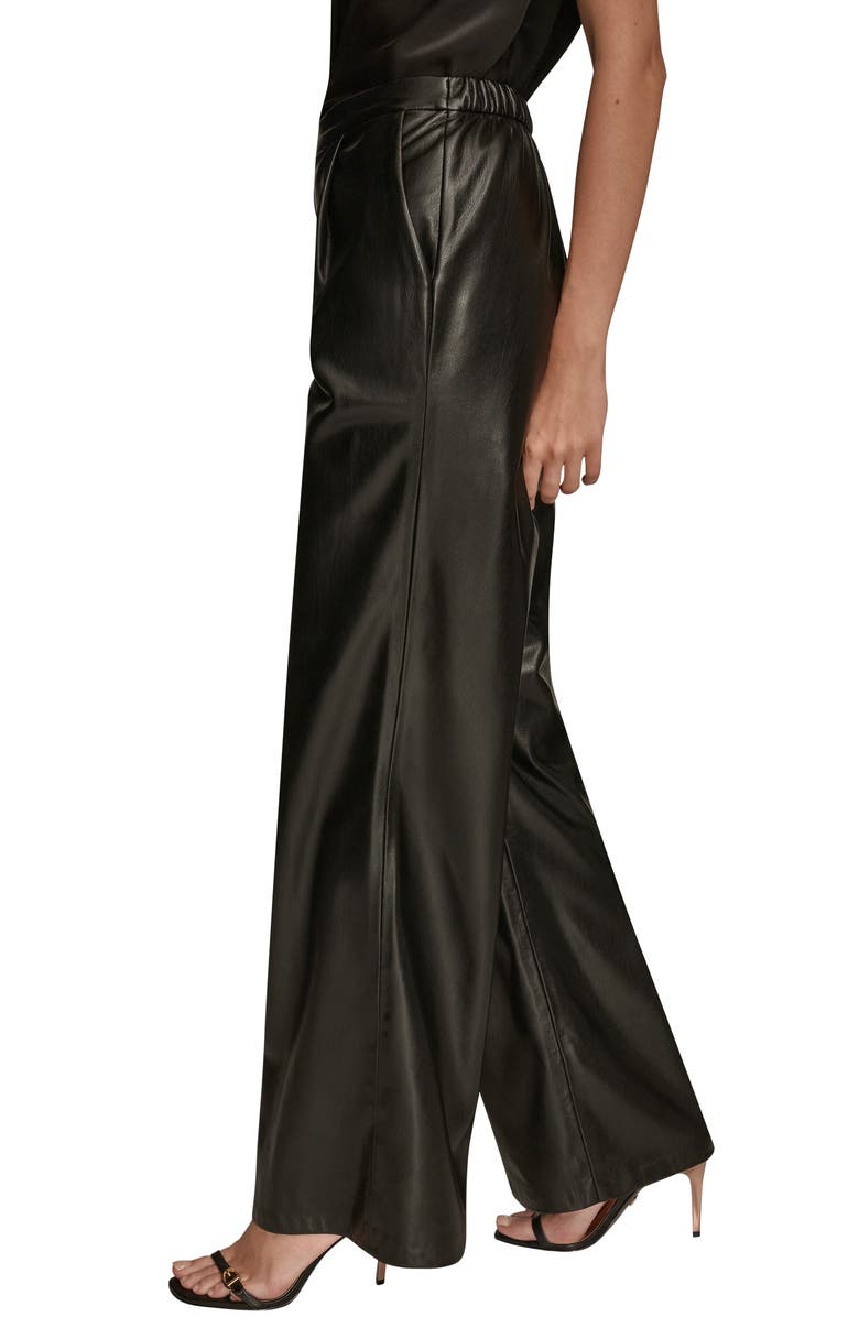 Donna Karan New York Pull On Faux Leather Pants, Alternate, color, Black