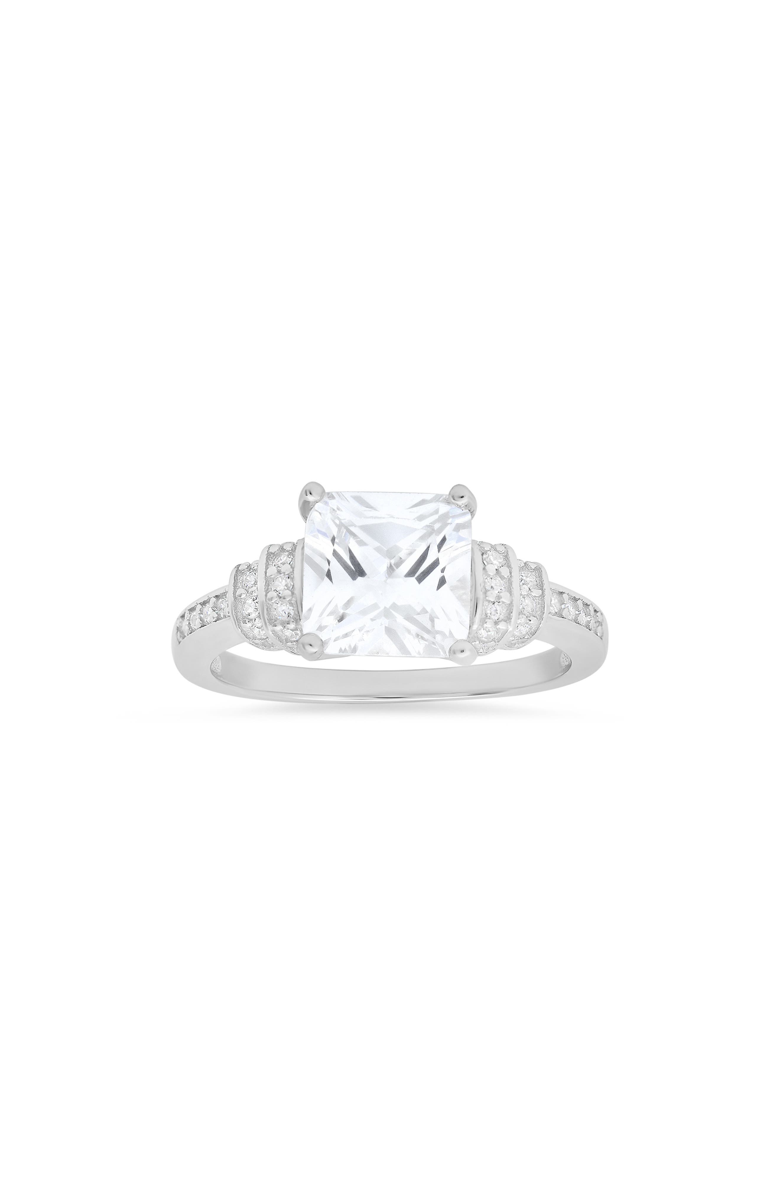 Queen Jewels Sterling Silver Cushion Cut CZ Ring