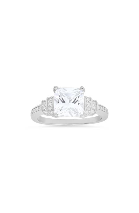 Sterling Silver Cushion Cut CZ Ring