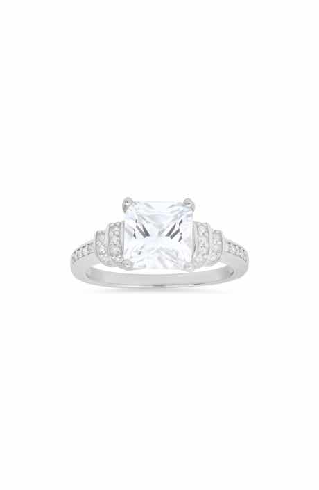 Queen Jewels Sterling Silver Cushion Cut CZ Ring