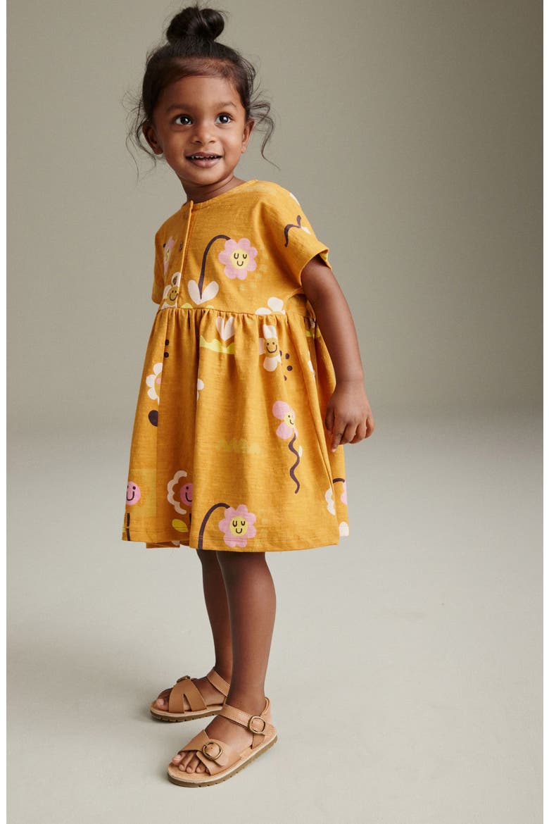 Kids' Floral Cotton Dress, Alternate, color, BROWN
