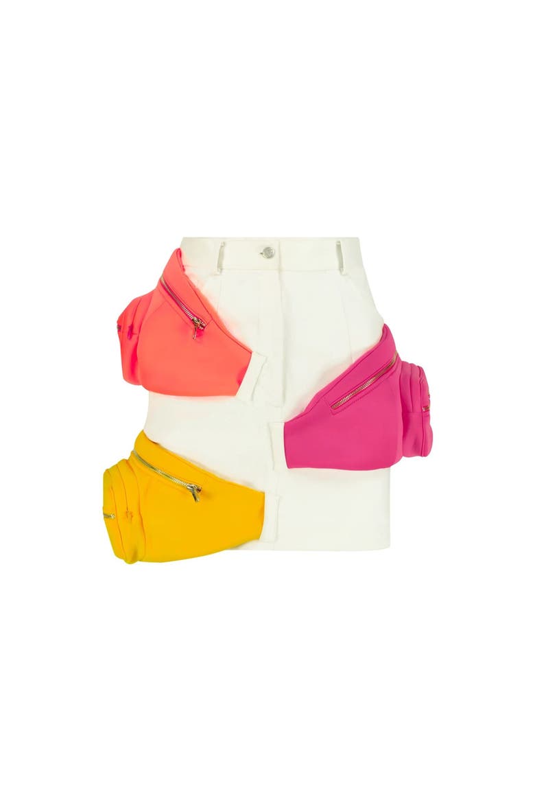 Bum Bag Denim Skirt, Main, color, Pink/orange/yellow
