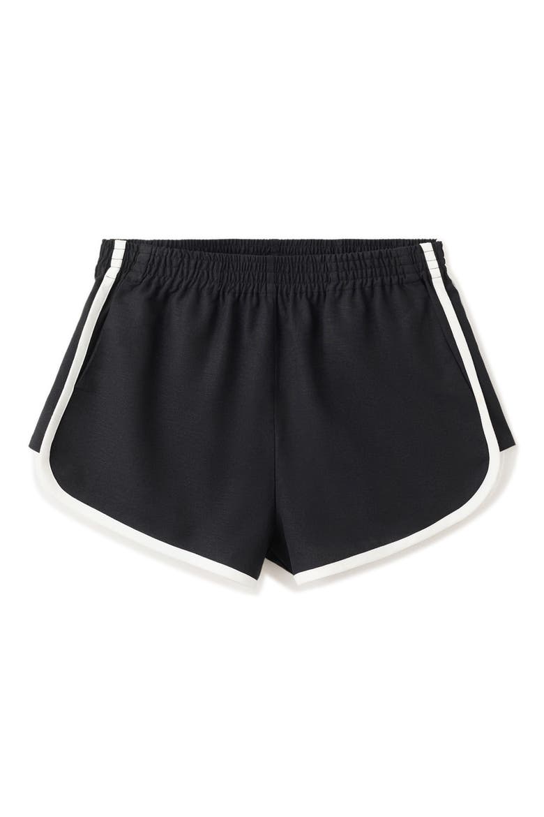 Piped Pull-On Woven Shorts, Alternate, color, BLACK