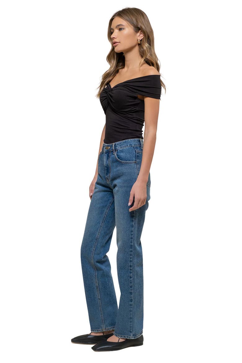 Off the Shoulder Knit Crop Top, Alternate, color, BLACK