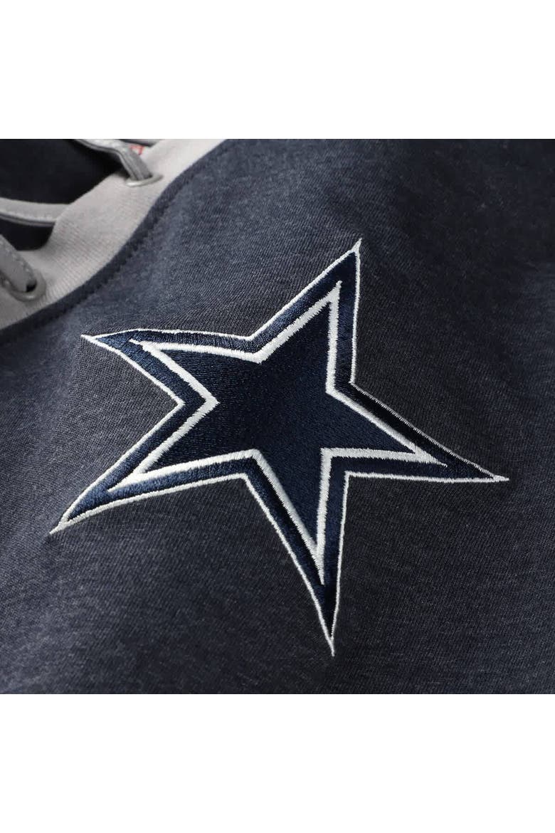 Women's New Era Navy Dallas Cowboys Plus Size Throwback Lace-Up Long Sleeve T-Shirt, Alternate, color, Navy