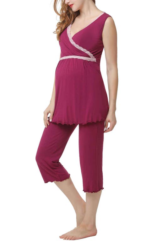 Kimi & Kai Penny Maternity/nursing Pajamas Set In Deep Berry