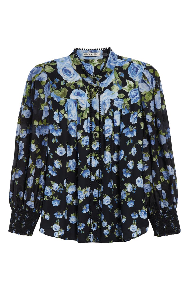Alice + Olivia Cora Floral Voluminous Sleeve Shirt, Alternate, color, 