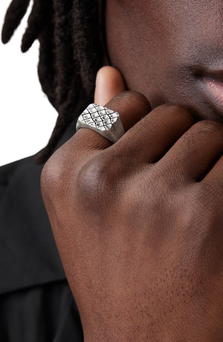 AllSaints Men's Snake Signet Ring, Alternate, color, Warm Silver