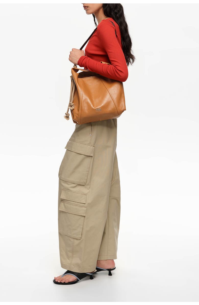 Bimba y Lola Leather Paper Bag, Alternate, color, Toffee