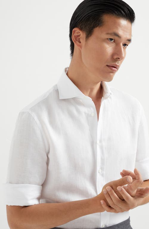 Brunello Cucinelli Cotton Shirt With Button-up Style And Spread Collar In White