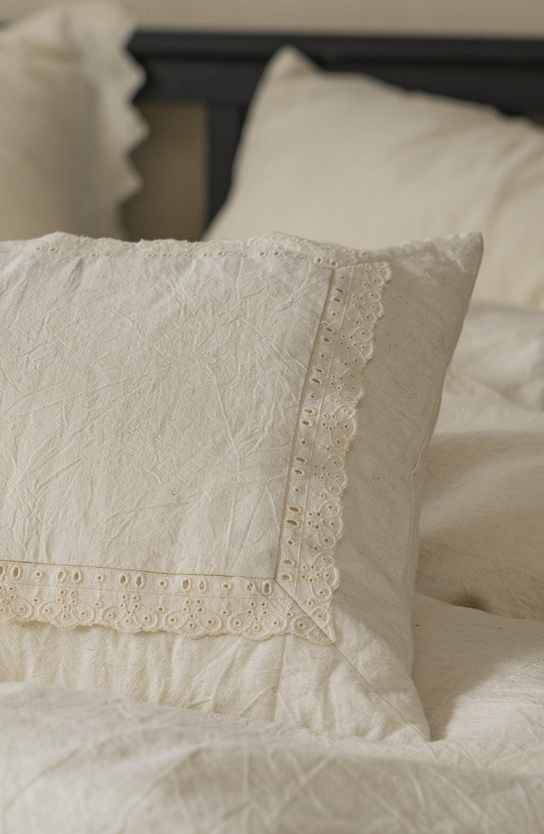 Ever Lasting Esme Linen Cotton Embroidered Floral Bedding Set, Alternate, color, Off-White / Cream