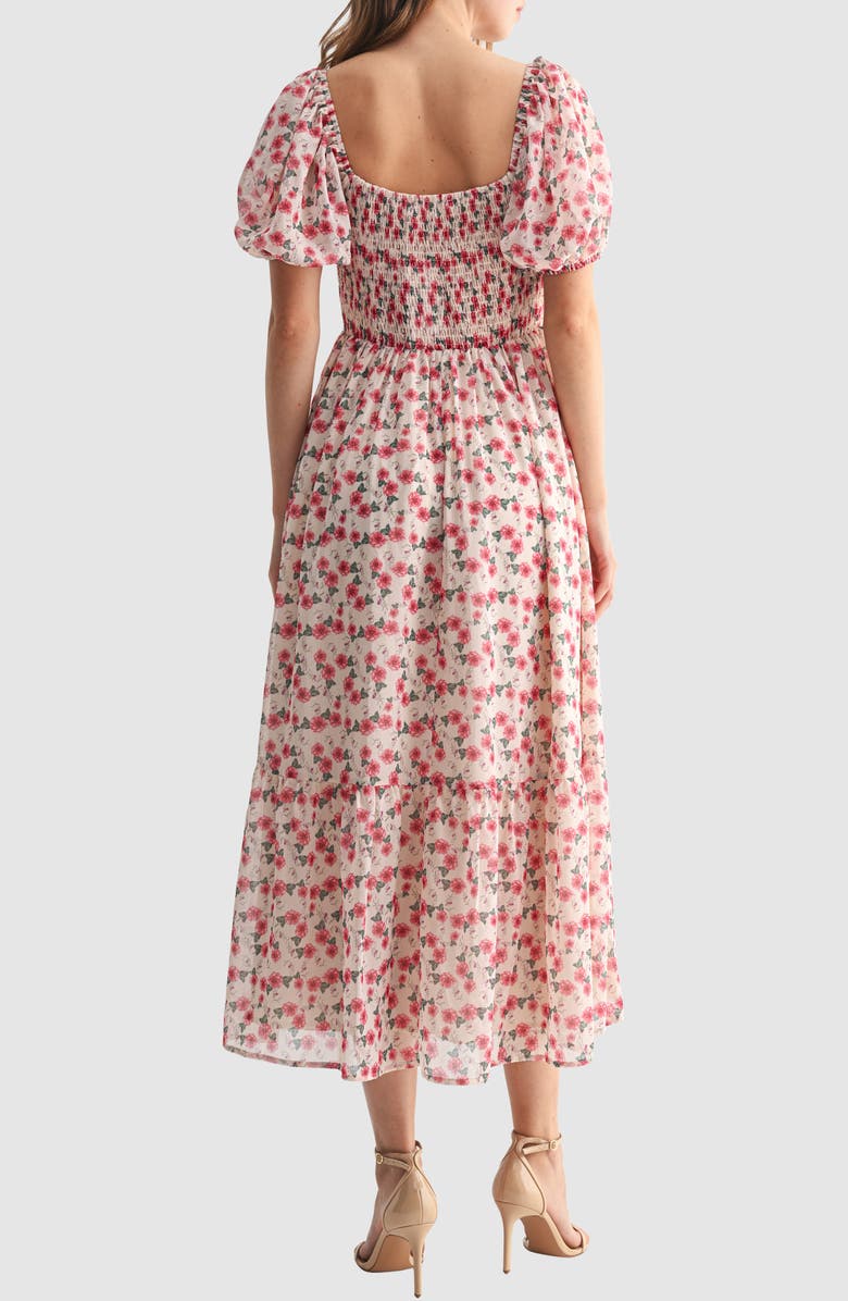 All in Favor Puff Sleeve Ruffle Hem Maxi Dress, Alternate, color, Blush Floral