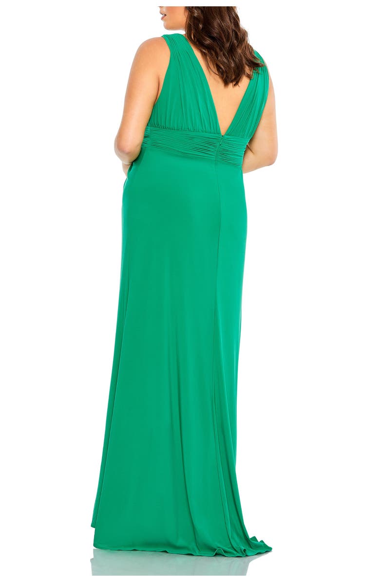 Mac Duggal Draped V Neck Sleeveless A Line Gown, Alternate, color,
