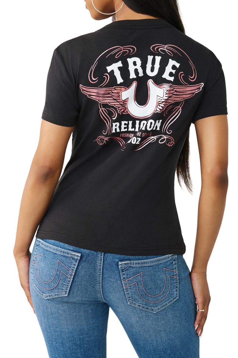 Wing Cotton Graphic T-Shirt, Alternate, color, JET BLACK