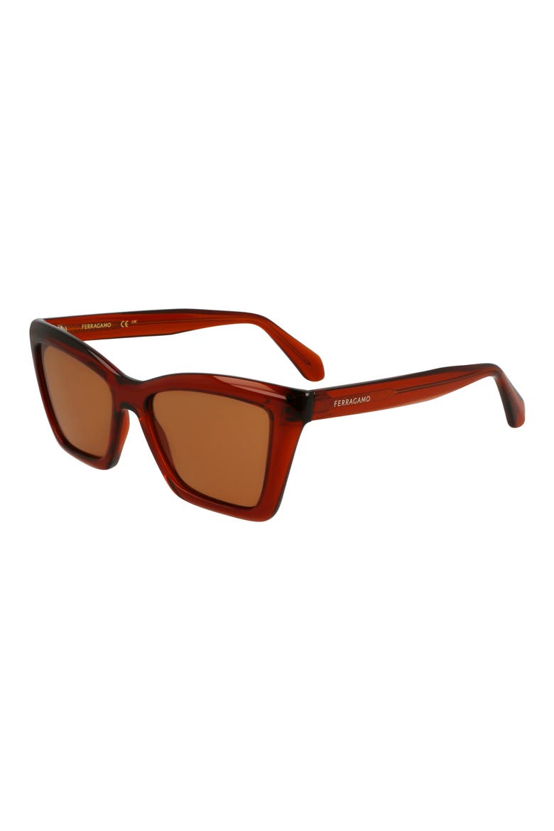 53mm Rectangualr Sunglasses, Alternate, color, TRANSPARENT RUST