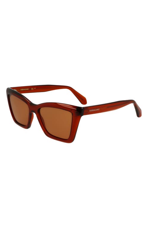 Ferragamo 53mm Rectangualr Sunglasses In Transparent Rust