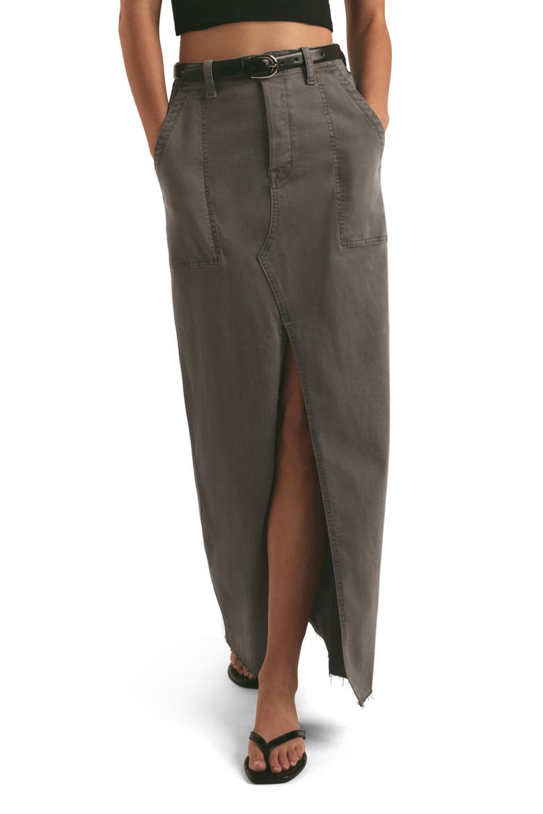 The Sadie High Waist Utility Denim Maxi Skirt, Main, color, KALAMATA
