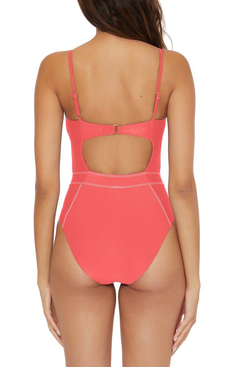 Color Sheen One-Piece Swimsuit, Alternate, color, CORAL