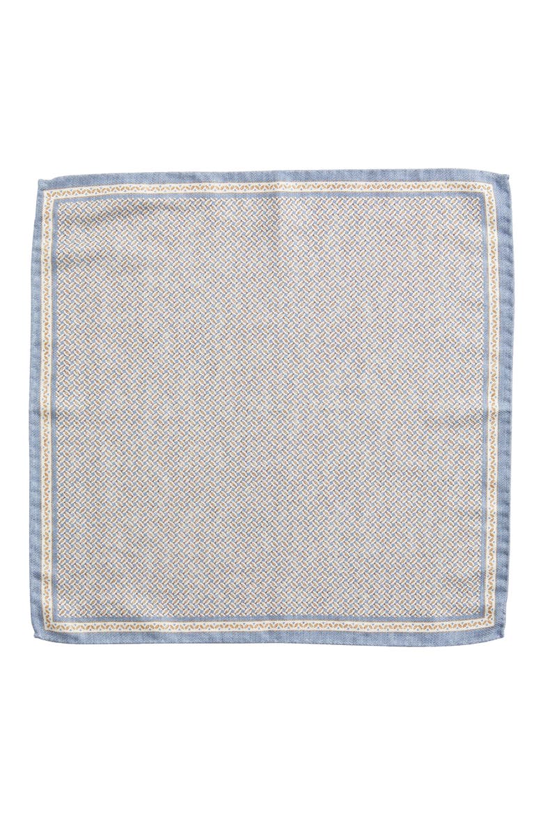 Alain Geometric Print Silk Pocket Square, Alternate, color, BLUE