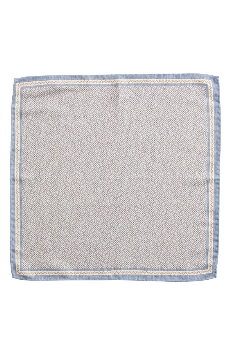 Jack Victor Alain Geometric Print Silk Pocket Square, Alternate, color, Blue