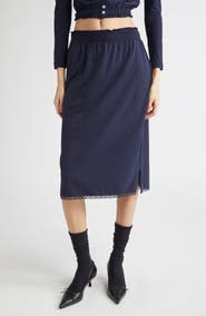 Shushu/Tong Lace Trim Midi Skirt