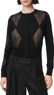 AllSaints Bern Argyle Merino Wool Cardigan