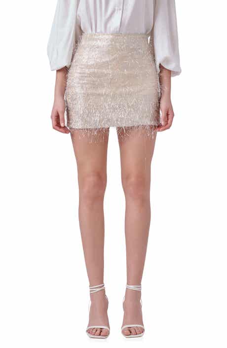 Metallic Fringe Miniskirt