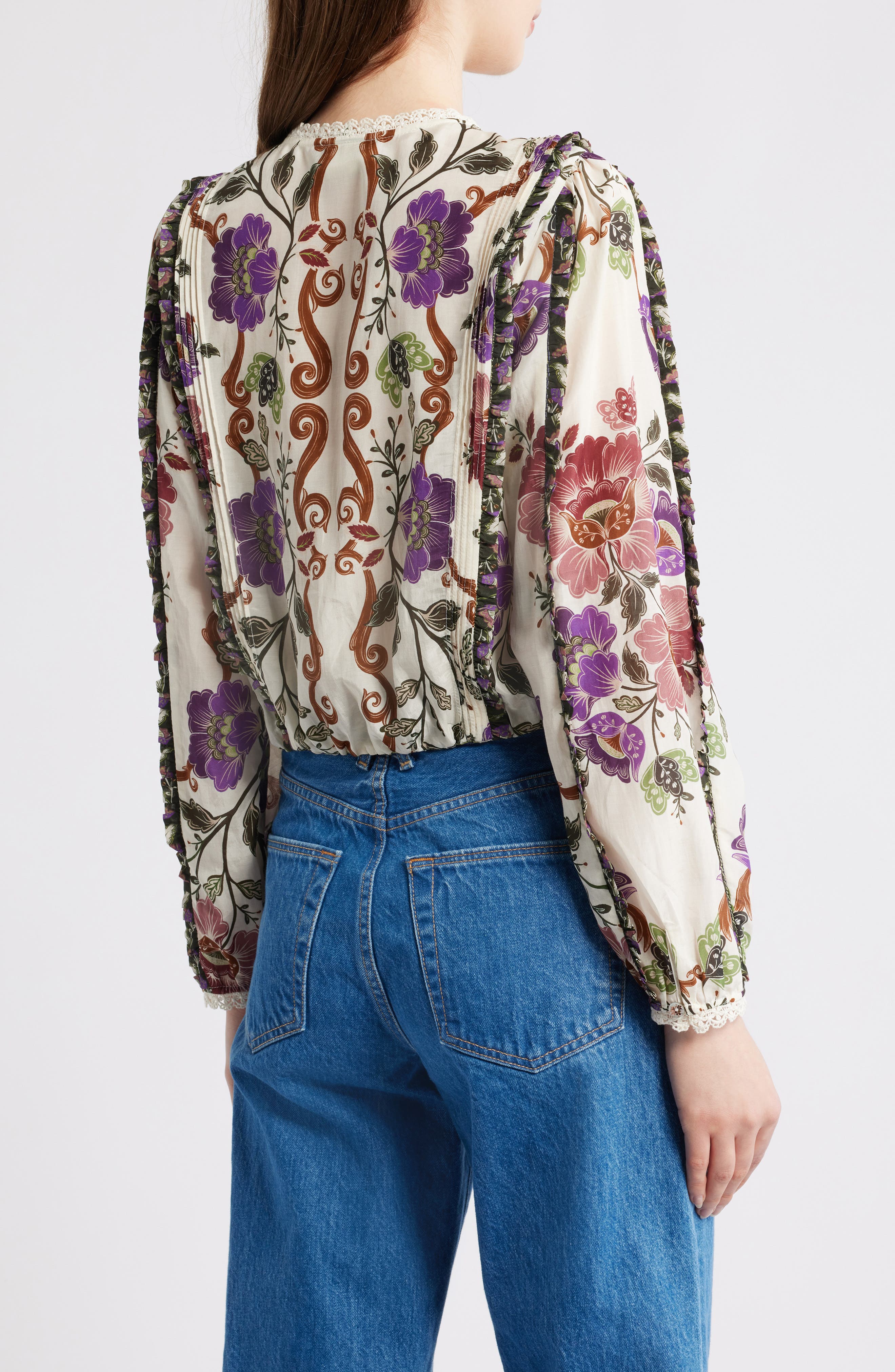 Rococo Floral Lace Trim Blouse - image 2