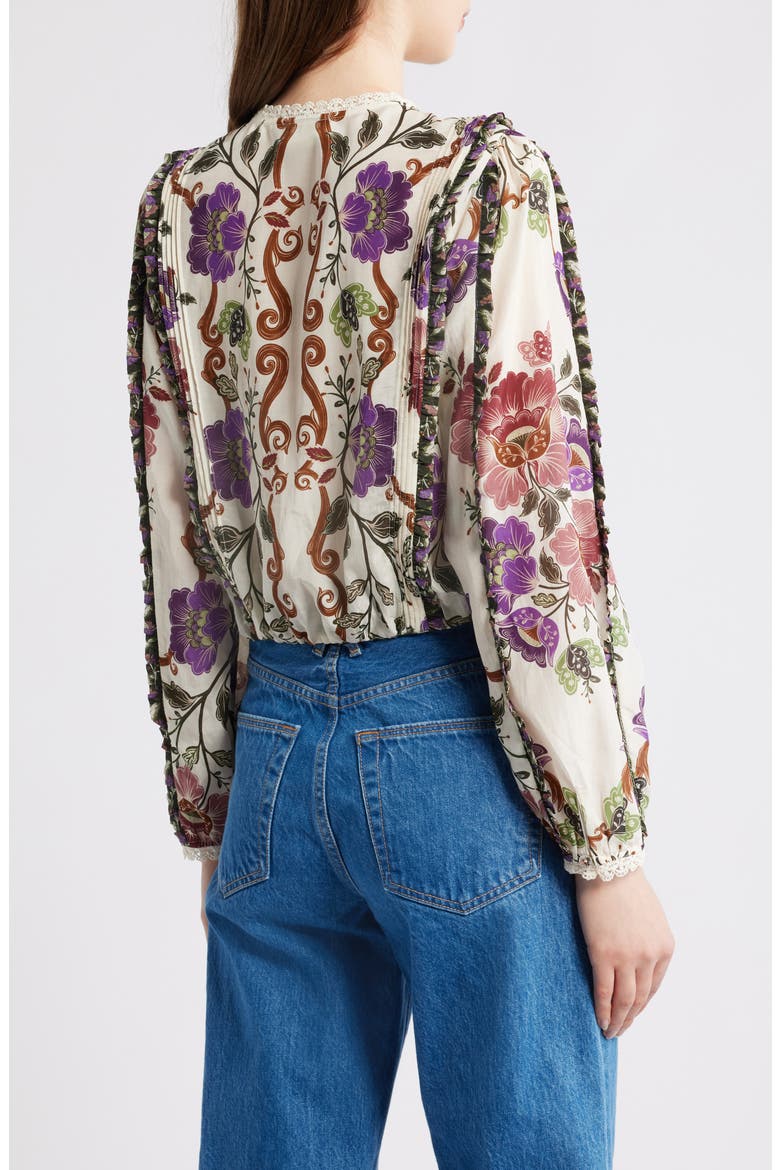 Rococo Floral Lace Trim Blouse, Alternate, color, ROCOCO FLOWERS CREAM