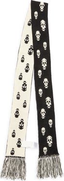 McQueen Skull Jacquard Fringe Scarf