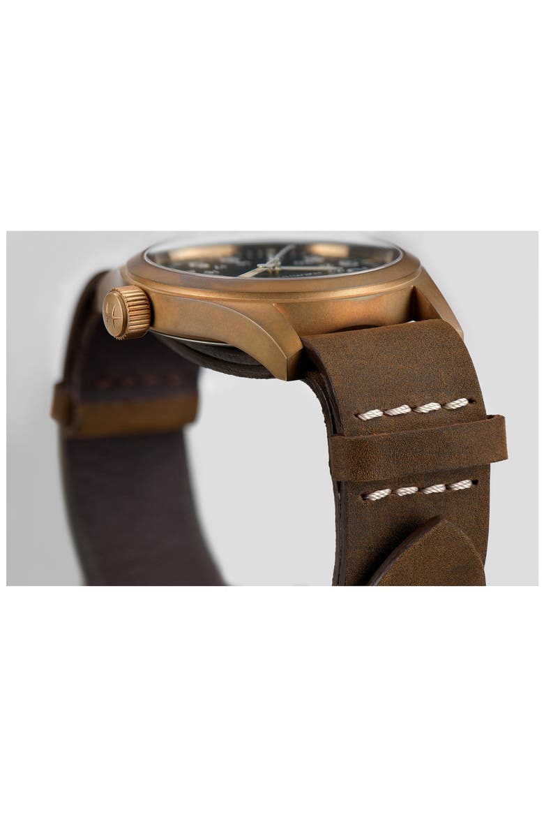 Khaki Field Mechanical Leather Strap Watch, 38mm, Alternate, color, BROWN