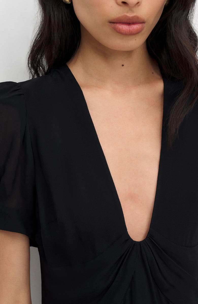Reformation Akaia Puff Shoulder Minidress, Alternate, color, Black