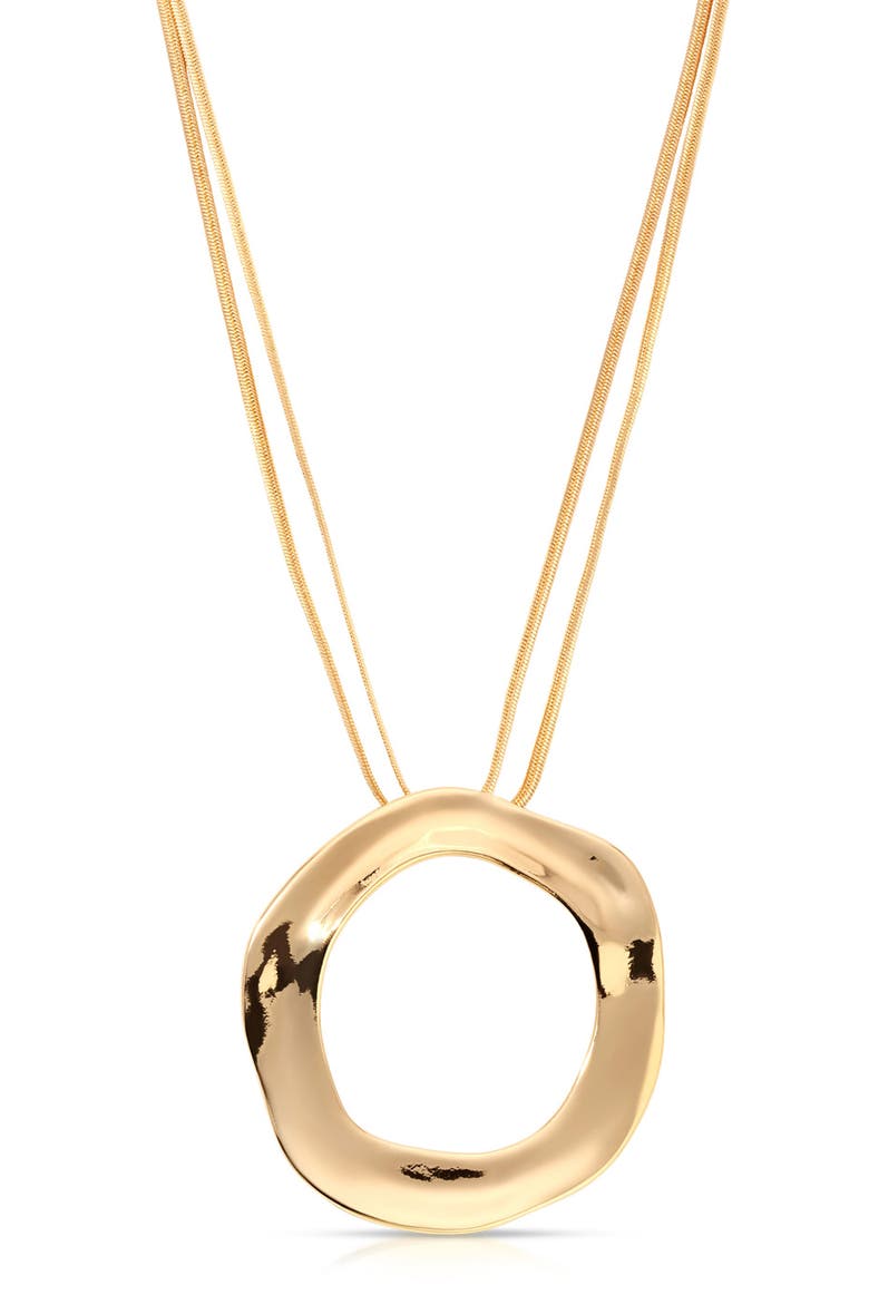 Open Circle Statement Necklace, Alternate, color, GOLD