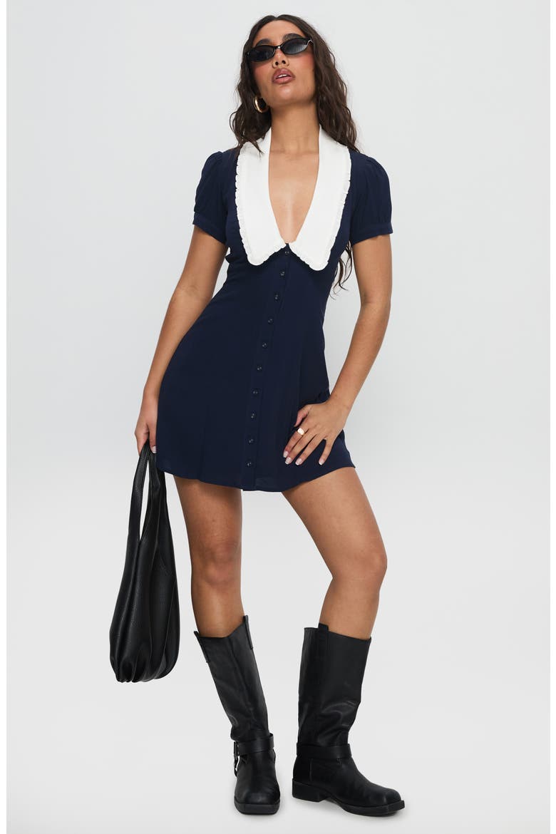Fabiola Collared Minidress, Alternate, color, NAVY