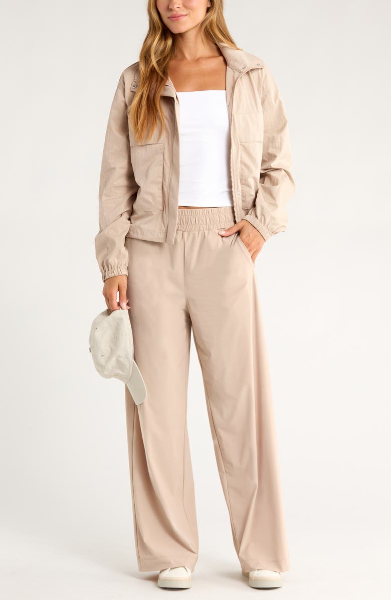 Zella Boundless Utility Jacket, Alternate, color, Tan Thread