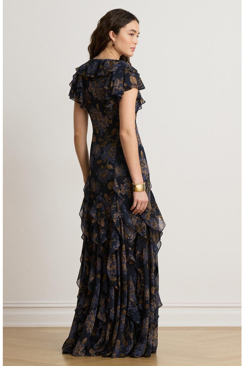 Floral Georgette Maxi Dress, Alternate, color, NAVY BLUE/ MULTI