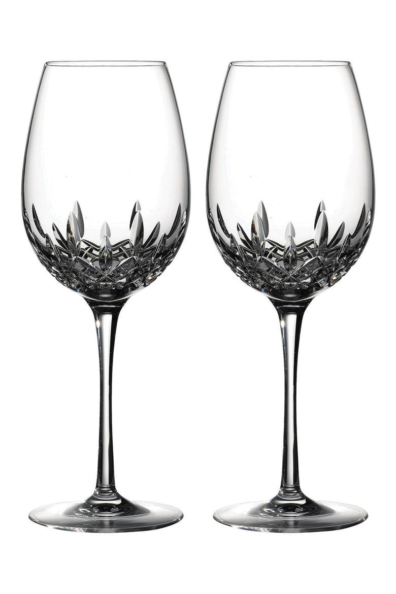 Lismore Essence Set of 2 Lead Crystal Red Wine Goblets, Main, color, CLEAR