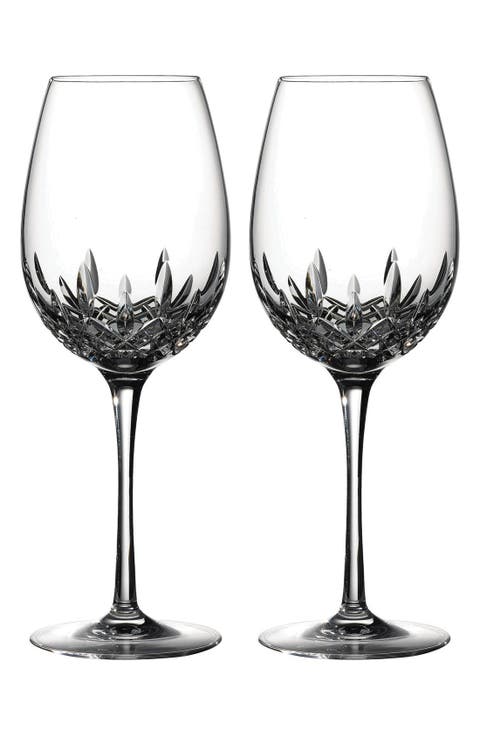 Lismore Essence Set of 2 Lead Crystal Red Wine Goblets
