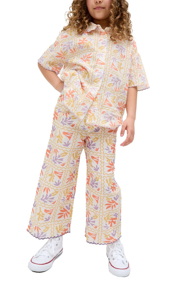 Raffya Kids Gilly Scallop Edge Matisse Print Trouser, Alternate, color, Multi